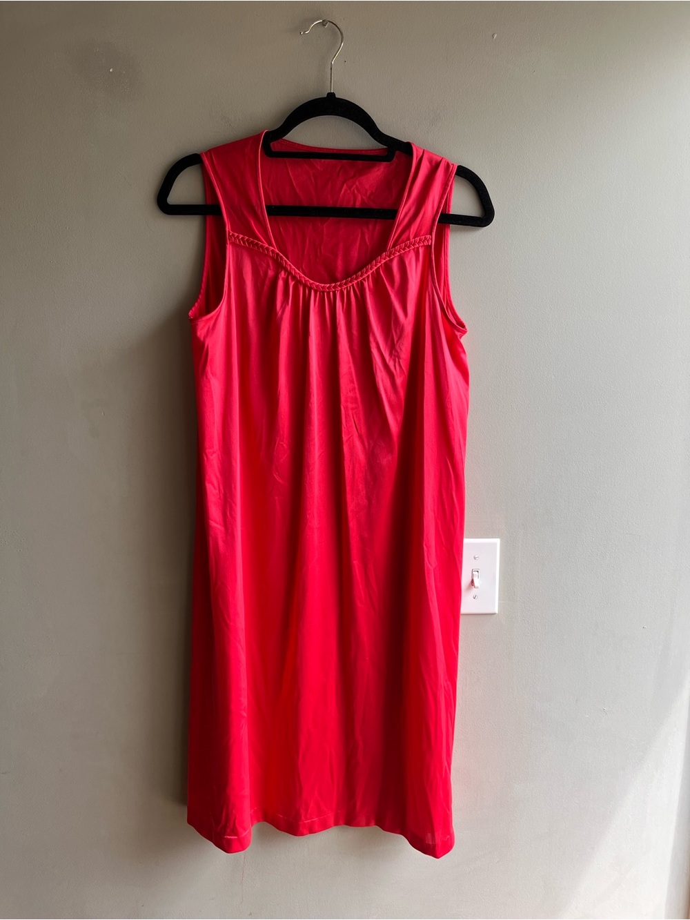 Vintage Vanity Fair Red Braided Neck Sleeveless Nightgown